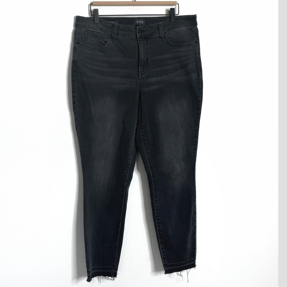 NYDJ Ami Skinny Jeans High Rise Lift Tuck Tech Released Hem Washed Black Size 14 - Picture 2 of 12